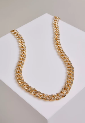 Necklace with rhinestones - golden colors
