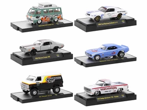 "Auto Meets" Set of 6 Cars IN DISPLAY CASES Release 74 Limited Edition 1/64 Diecast Model Cars by M2 Machines