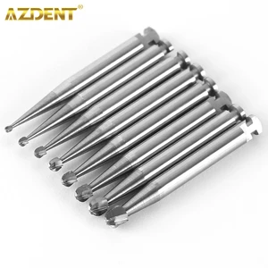 AZDENT Dental Lab RA Tungsten Carbide Burs Round Head Steel Bur for Low Speed Handpiece Shank Diameter 2.35mm 5pcs/Box