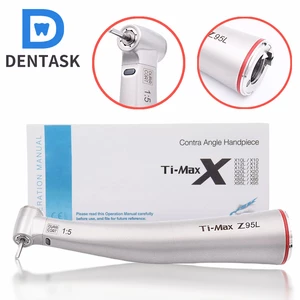 DENTASK Push Button 1:5 Increasing High Speed Dental Contra Angle Handpiece X95/X95L Inner Water Spray Red Ring Air Turbine