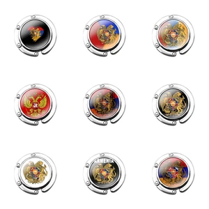 Foldable Purse Hook for Women's Table Handbag Storage Folding Decor Table Hook Armenia russia Flag coat of arms