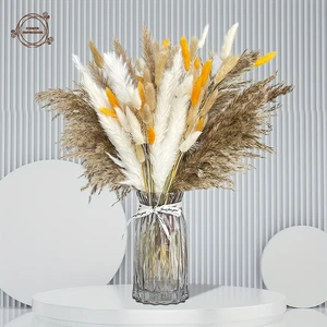 Natural Pampas Grass Dried Flowers Bouquet Boho Living Room Bedroom Autumn Decoration Tables Decor Accessories Artificial Flower