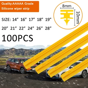 100PCS Car Wiper Blade Windscreen yellow silica gel Replacement Strip 8MM 14"16"17"18"19"20"21"22"24"26"28" Auto Accessories
