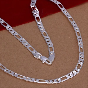 Wholesale High Quality Mens 6MM Flat Chain 925 Sterling Silver Necklace Fashion Jewelry Women Men Solid Wedding Gift