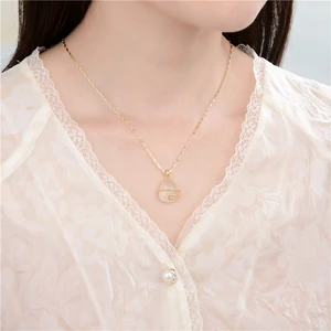 Lucky Fortune cat white Chalcedony Jade Pendant 925 Silver Gold Necklace For Women Collarbone Chain Jewelry Necklace Gifts