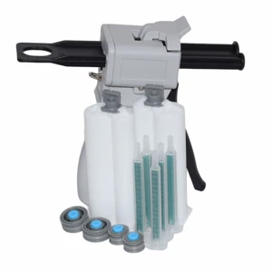 50ml 1:2 AB Glue Gun Manual Caulking Gun Dispenser with 5pc Static Mixing Nozzles and 2pcs 50ml 1:2 Empty Dual-Barrel Cartridges