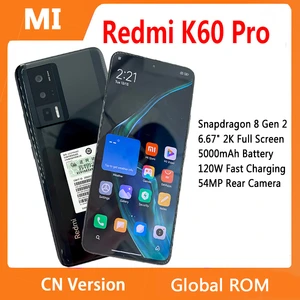 Global ROM Xiaomi Redmi K60 Pro 5G 50MP Camera Snapdragon 8 Gen 2 Octa Core 120Hz Screen 120W HyperCharger 5000mAh Chinese ROM
