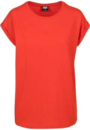 Dámske tričko s predĺženým ramenom v krvavo oranžovej farbe