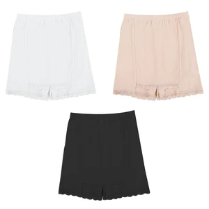 Women Double Layer Summer Ice Silk Safety Pants High Waist Tummy Control Slimming Under Dress Slip Shorts Lace drop shipping