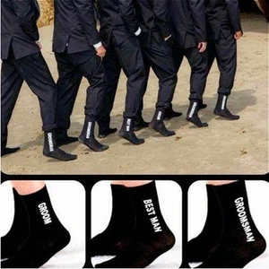 Marry Groom Happy Pure Cotton Men's Socks Originality Black Groomsman Socks Gifts For Men