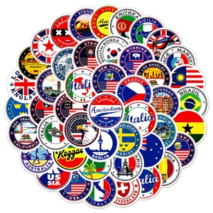 60Pcs National Flags Stickers Toys Sticker DIY Scrapbooking Suitcase Flag Logo Envelope Sealing Sticker