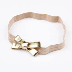 Baby Girls Gold&Silver PU Bow Headband Kids Leather Bowknot Hairband Headwear Newborn Hair Band Accessories