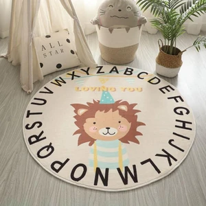 5 Styles Cartoon Animal Printed Baby Play Mat 100cm Kids Room Floor Rug Round Game Pad Crawling Carpet Children Bedroom Decor