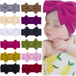 Cute New Elastic Bow Knot Girl Turban Solid Color Headwraps Baby Kids Nylon Headbands Toddler Infant Hair Accessories
