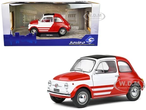 1965 Fiat 500 L Red and White with Red Interior "Robe Di Kappa" 1/18 Diecast Model Car by Solido