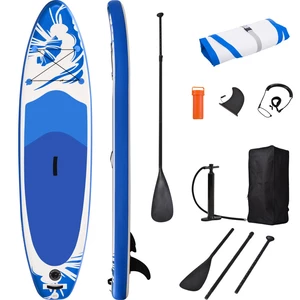 [US Direct] Inflatable Stand Up Board Ultra-Light Non-Slip Deck Surfing Standing Boat Max Load 300lbs with Paddling Leas