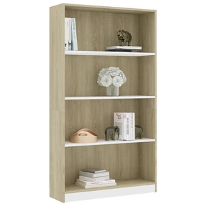 4-Tier Book Cabinet White and Sonoma Oak 31.5"x9.4"x55.9" Chipboard