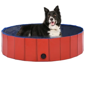 [EU Direct] vidaxl 170823 Foldable Dog Swimming Pool Red 120x30 cm PVC Puppy Bath Collapsible Bathing for Cats Playing K