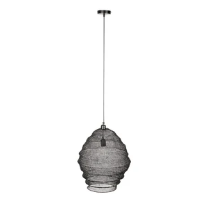 Čierne závesné svietidlo White Label Lena, ø 48 cm
