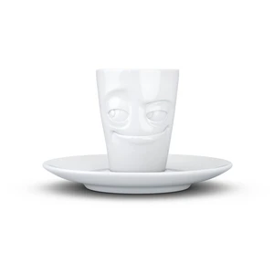 Biela usmievavá porcelánová šálka na espresso s tanierikom 58products, objem 80 ml