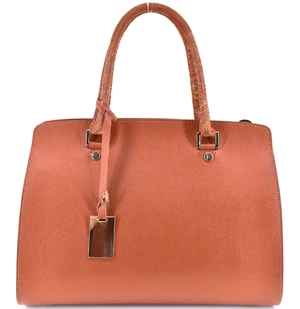 Luxusní dámská kožená kabelka Shopper - hnědá