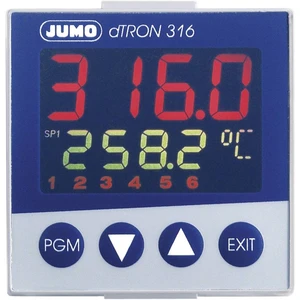 Jumo dTRON 316 PID termostat Pt100, PT500, Pt1000, KTY11-6, L, J, U, T, K, E, NTC, S, R, B, C, D -200 do +2400 °C relé 3