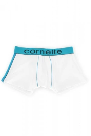 Cornette High emotion bílo-tyrkysové Pánské boxerky 2XL bílá