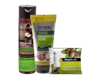 Sada pre poškodené vlasy Dr. Santé Macadamia - šampón + starostlivosť + mydlo zadarmo + darček zadarmo