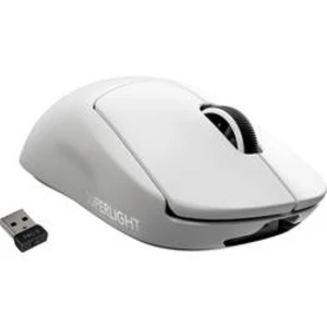 Optická herní myš Logitech PRO X SUPERLIGHT 910-005942, lze znovu nabíjet, bílá
