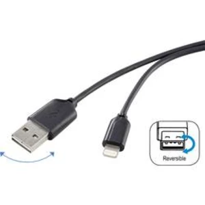Datový/nabíjecí kabel pro Apple 1x Lightning ⇔ 1x USB 2.0, Renkforce, černá, 1 m