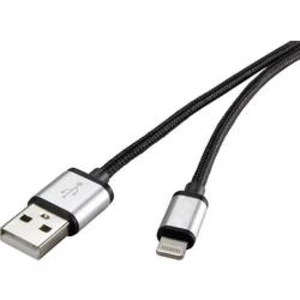 Datový/nabíjecí kabel pro Apple 1x Lightning ⇔ 1x USB 2.0, Renkforce, šedivá, 1 m