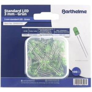 Sada LED Barthelme kulatý, 3 mm, 30 °, 20 mA, 2 V, zelená