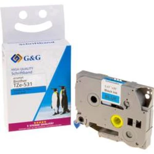 Páska do štítkovače G&G 12 mm, 8 m, černá, modrá