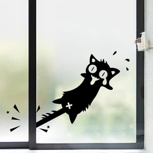 Honana Cartoon Clip to The Tail of A Cat Wall Sticker for Home Decor PVC Decals Doors Windows Car Stickers Black Cat Cli