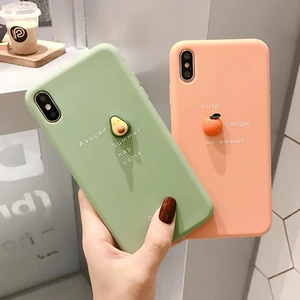 Bakeey 3D Candy Color Avocado Letter Pattern Soft TPU Protective Case for iPhone XS MAX XR X for iPhone 7 6 6S 8 Plus Ba