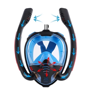 Double Tube Snorkeling Mask Silicone Full Dry Diving Mask Swimming Mask Goggles Self Contained Underwater Breathing Appa
