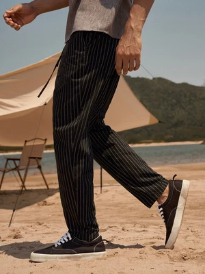 Mens Striped Printed Side Pocket Drawstring Ankle Length Pants