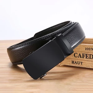 Jassy 120cm Men's Business Casual Lychee Textured Faux Leather Nubuck Automatic Buckle Belt