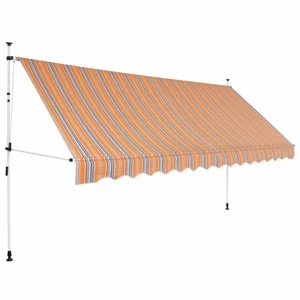 Ručne zaťahovací markíza 350 cm Dekorhome Žltá / modrá,Ručne zaťahovací markíza 350 cm Dekorhome Žltá / modrá