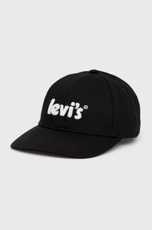 Bavlněná čepice Levi's černá barva, s aplikací