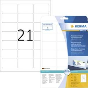 Herma 5074 etikety 63.5 x 38.1 mm papír bílá 525 ks přemístitelné univerzální etikety, Adresní nálepky inkoust, laser, kopie 25 Blatt A4