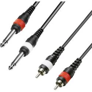 Double Line kabel 2x cinch (M) / 2x jack (M) 6,3 mm, 3 m