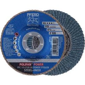 Vějířovitý brusný kotouč PFERD PFC 115 Z 120 SG POWER STEELOX 67789116, Ø 115 mm/