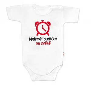 Body krátký rukáv Nejlepší budíček na světě, Baby Nellys, bílé, vel. 74 (6-9m)