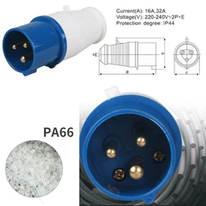 240V 16A 3 Pin Industrial Plug & Socket Waterproof Male/Female IP44 2P For Caravan Motorhome Truck Yacht Electrical Connector