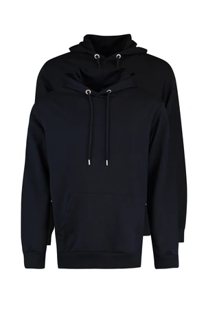 Trendyol Black-Navy Blue Men's Basic 2-Pack Regular/Regular Cut Hoodie Sweatshirt