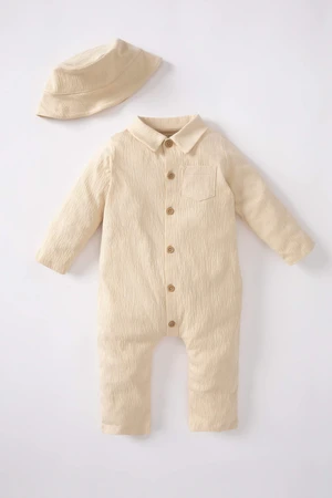 DEFACTO 2 piece Crinkle Fabric Regular Fit Shirt Collar Overalls