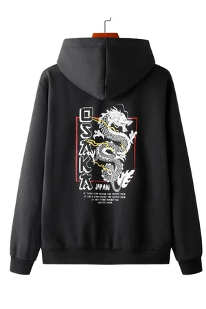 Know Unisex Hoodie Black Oversized Sweatshirt Printed Osaka