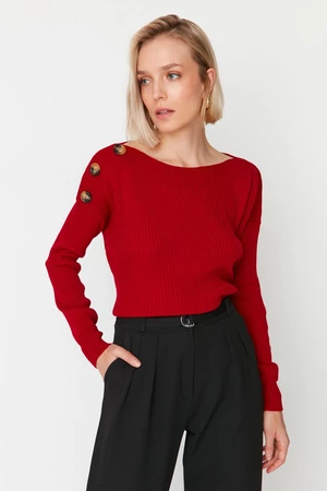 Trendyol Red Button Detailed Knitwear Sweater