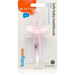 BabyOno Safe Baby Toothbrush zubní kartáček pro děti 6 m+ Pink 1 ks